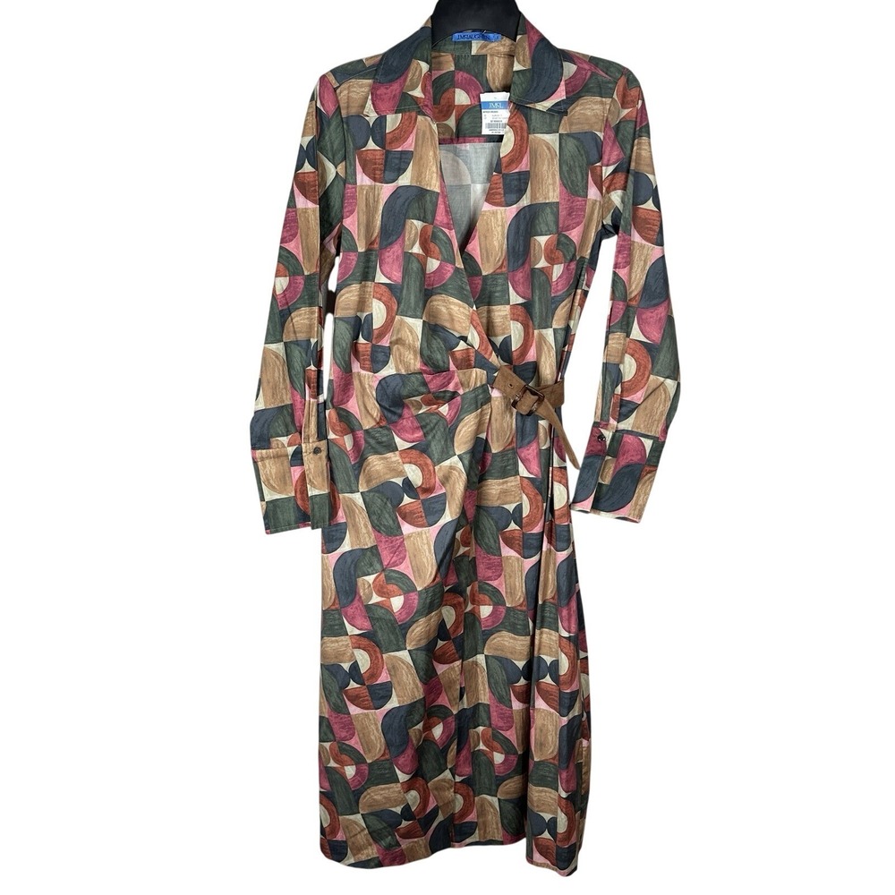 NEW J‎ McLaughlin Mercer Dress Multi Geometric Harmony Size Small Collared Wrap